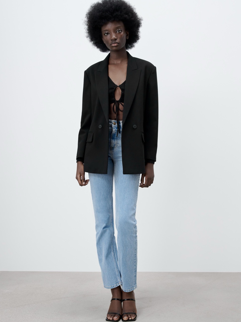 Zara Black Oversized Double Breasted Jacket